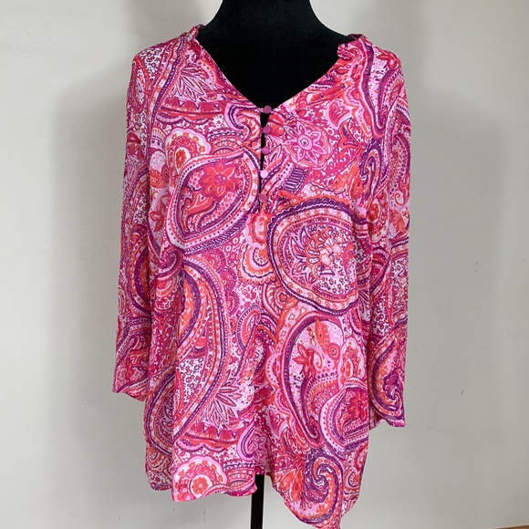 Liz Claiborne Paisley button blouse - Picture 1 of 8